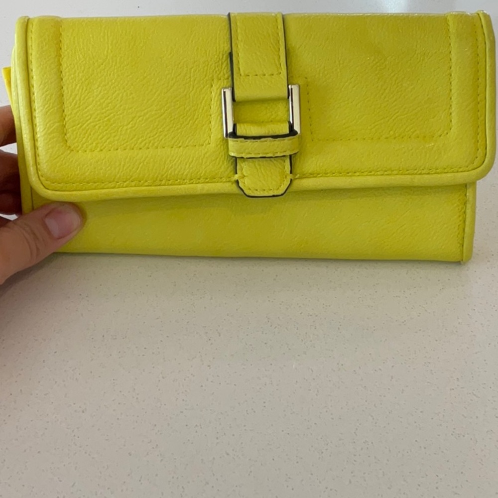 Yellow wallet/clutch with buckle accent